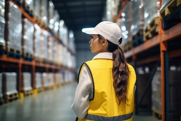 Women using tablets to check and analyze data in the warehouse