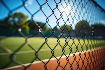 Chainlink wire mesh fence in front of the garden and lawn