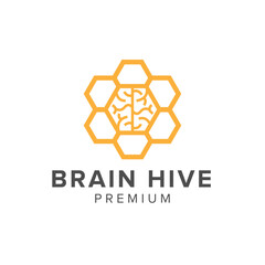 brain hive logo vector icon illustration