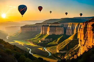 hot air balloon over region country