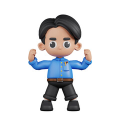 3d Character Teacher Looking Strong Pose. 3d render isolated on transparent backdrop.