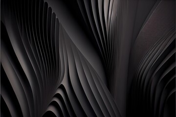 AI-generated illustration of trendy wavy stripes in black gradient.