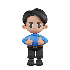 3d Character Teacher Showing Thumbs Up Pose. 3d render isolated on transparent backdrop.