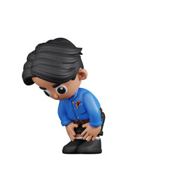 3d Character Teacher Taking A Break Pose. 3d render isolated on transparent backdrop.