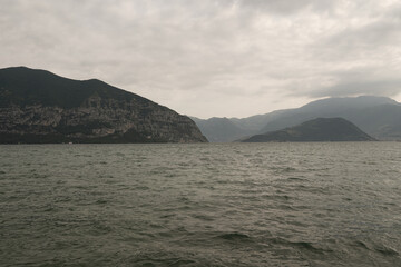 View of a glimpse of Lake Iseo and Monte iola