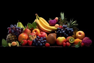 Arrangement of diverse fruits. Generative AI