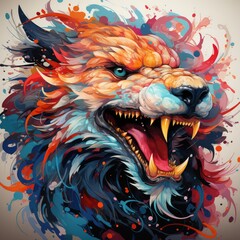 Dragon art with bright watercolors. Dragon print, banner, poster, tattoo color art. New Year 2024 Chinese Dragon. Illustration of the mythical animal dragon. Generative ai