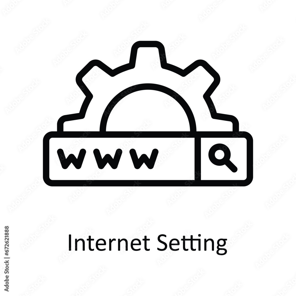 Poster internet setting vector outline design illustration. symbol on white background eps 10 file