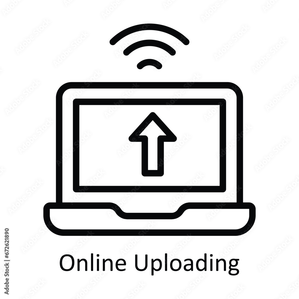 Poster online uploading vector outline design illustration. symbol on white background eps 10 file