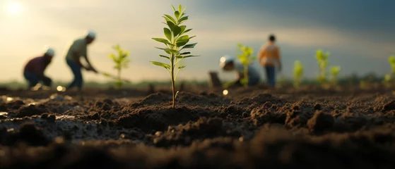 Foto op Canvas reforestation concept planting new trees sapling concept of Sustainability  © DanteVeiil