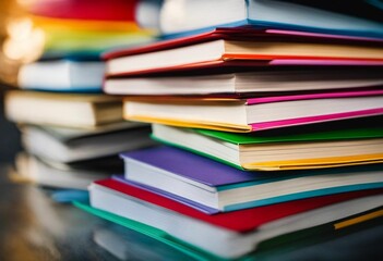 AI-generated illustration of a stack of hardcover books in a variety of colors