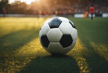 Fototapeta premium a soccer ball sitting on top of a lush green field