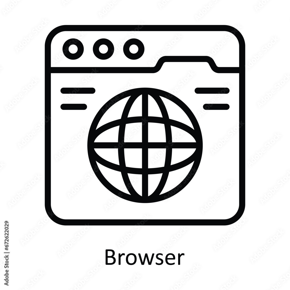 Aufkleber browser vector outline design illustration. symbol on white background eps 10 file