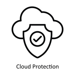Cloud Protection vector  outline Design illustration. Symbol on White background EPS 10 File