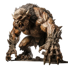 Ogre Snarling Ready for Battle Isolated on Transparent or White Background, PNG