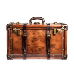 Vintage Suitcase Isolated on Transparent or White Background, PNG