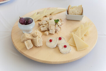Spanish cheese assortment displayed on rotating tray