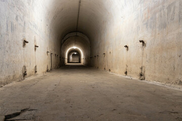 Fototapeta na wymiar tunnel of concrete fortifications of the First World War, forts-fortresses