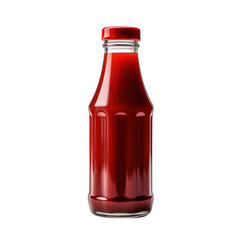 Ketchup Bottle with Red Cap Isolated on Transparent or White Background, PNG