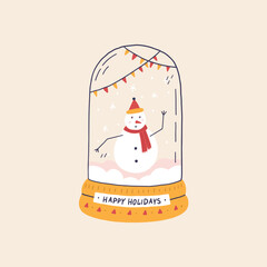 Christmas Crystal Snow Globe with snowman