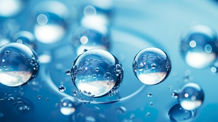 Fototapeta na wymiar Water Bubbles Motion Blur Panorama for Web Banner, Freshwater Drops Background
