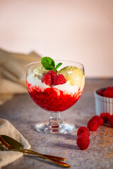 Ice cream dessert in the bowl