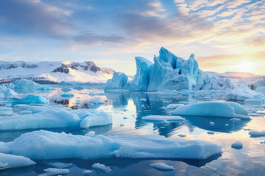 dramatic melting of glaciers and polar ice caps due to rising temperatures