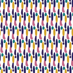 Floral and seamless pattern with shape. Hand drawn modern artistic stripes collage print. Unique exotic abstract contemporary seamless pattern.