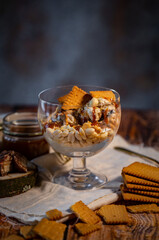 Ice cream dessert in the bowl