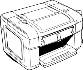 outline illustration of printer for coloring page