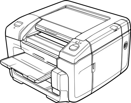 recommend clip art: outline illustration of printer for coloring page