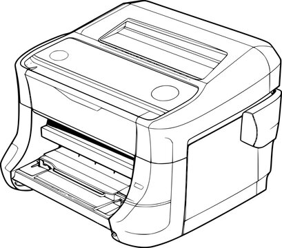 recommend clip art: outline illustration of printer for coloring page