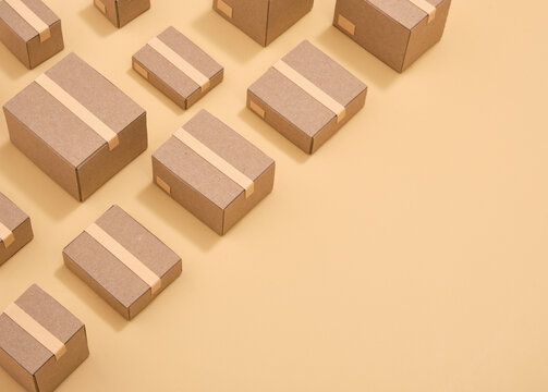 Packaged cardboard boxes. Copy space for text.