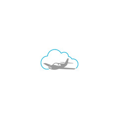 Plane and cloud icon isolated on white background