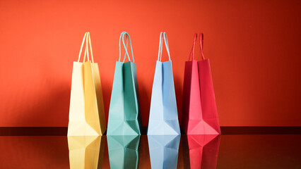 Shopping bags of various colors composition