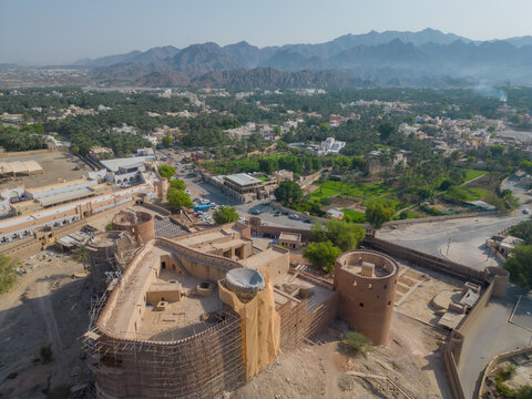 view of the city with Rustaq fort