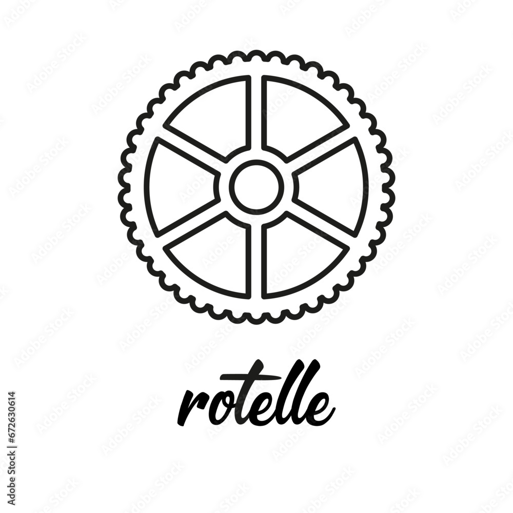 Wall mural black and white ruote pasta icon, outline rotelle for web design isolated on white background, itali