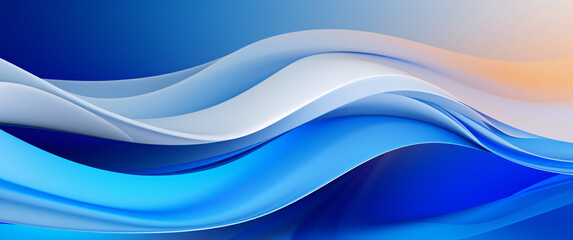 Fototapeta premium Abstract blue light waves on dark blue background, futuristic science business background illustration