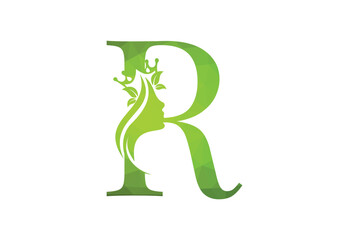  low poly elegant beauty and spa treatment letter R logo.