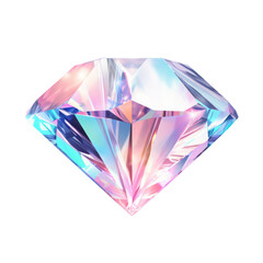 Fototapeta na wymiar Holographic diamond crystal isolated on transparent background,transparency 