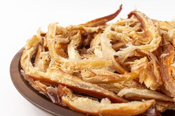 Pastry butter squid on white background