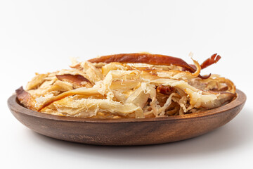 Pastry butter squid on white background
