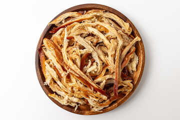 Pastry butter squid on white background