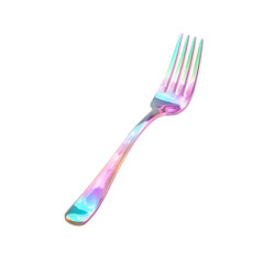 Holographic fork isolated on transparent background,transparency 