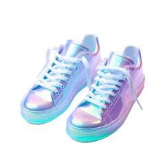 holographic shoes isolated on transparent background,transparency 