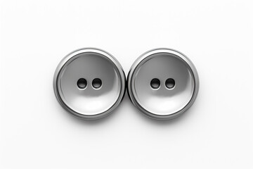 two silver buttons with holes on them