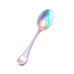 Holographic spoon isolated on transparent background,transparency 