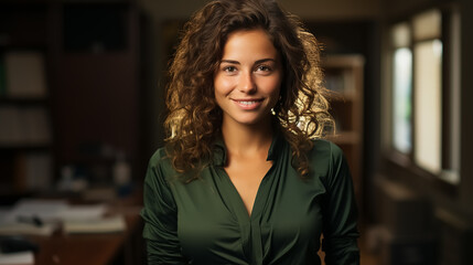 Fototapeta premium Casual portrait of a designer in office. Daylight coming through the window. Corporate photography. High quality photo.