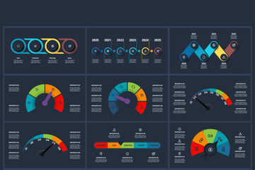 Set creative concept for infographic with 4, 5, 6. 7, 8, steps, parts or processes. Template for web on a background.