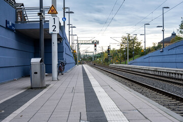 Train station empty in Leipzig, Germany.